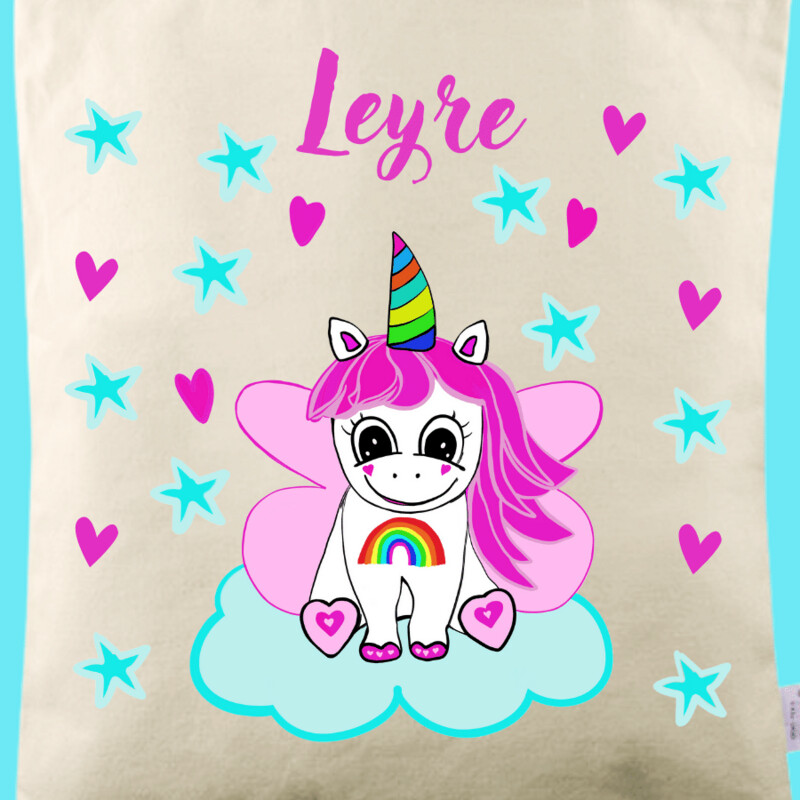Bolsa de tela con asas personalizada Unicornio Eco 35x36cm