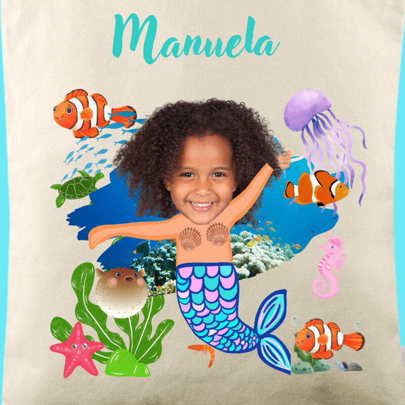 Totebag Eco personalizada con fotomontaje Sirena 35x36cm