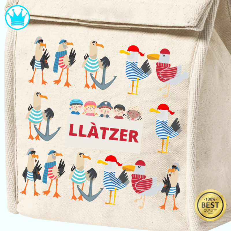 Bolsa térmica porta alimentos personalizada pajaros 100% algodón 19x32cm