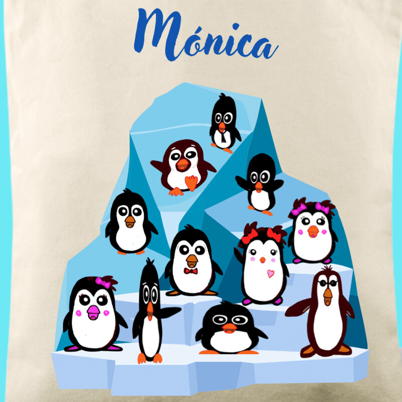 Bolsa de tela con asas personalizada Pingüinos Eco 35x36cm