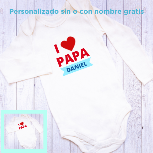 Body bebé Algodón Blanco Manga larga I Love Papa