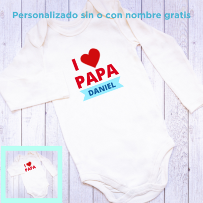 Body bebé Algodón Blanco Manga larga I Love Papa