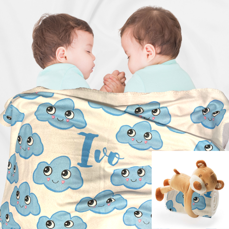 Manta con nombre y peluche Osito