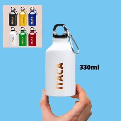 Botella aluminio con mosquetón 330ml