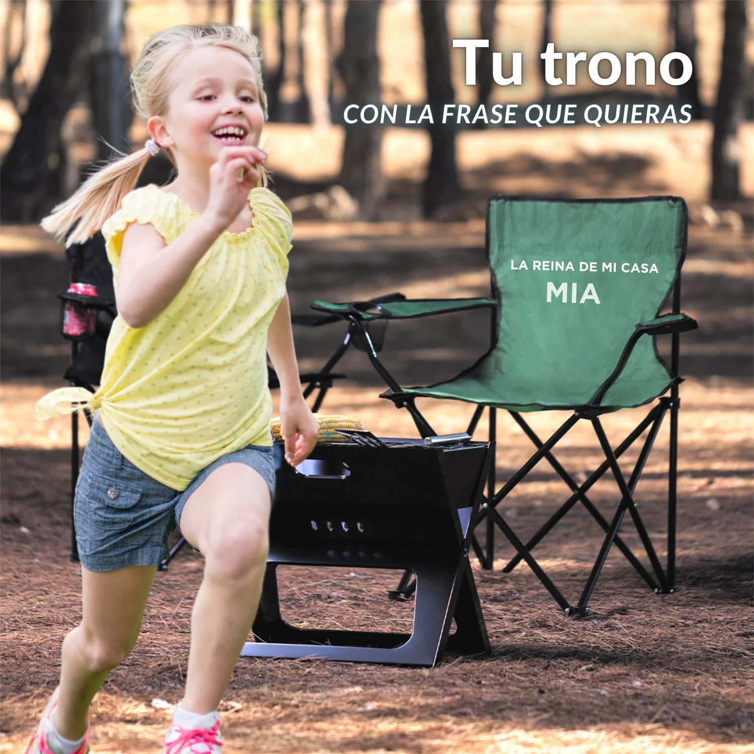Silla plegable con tu frase y nombre