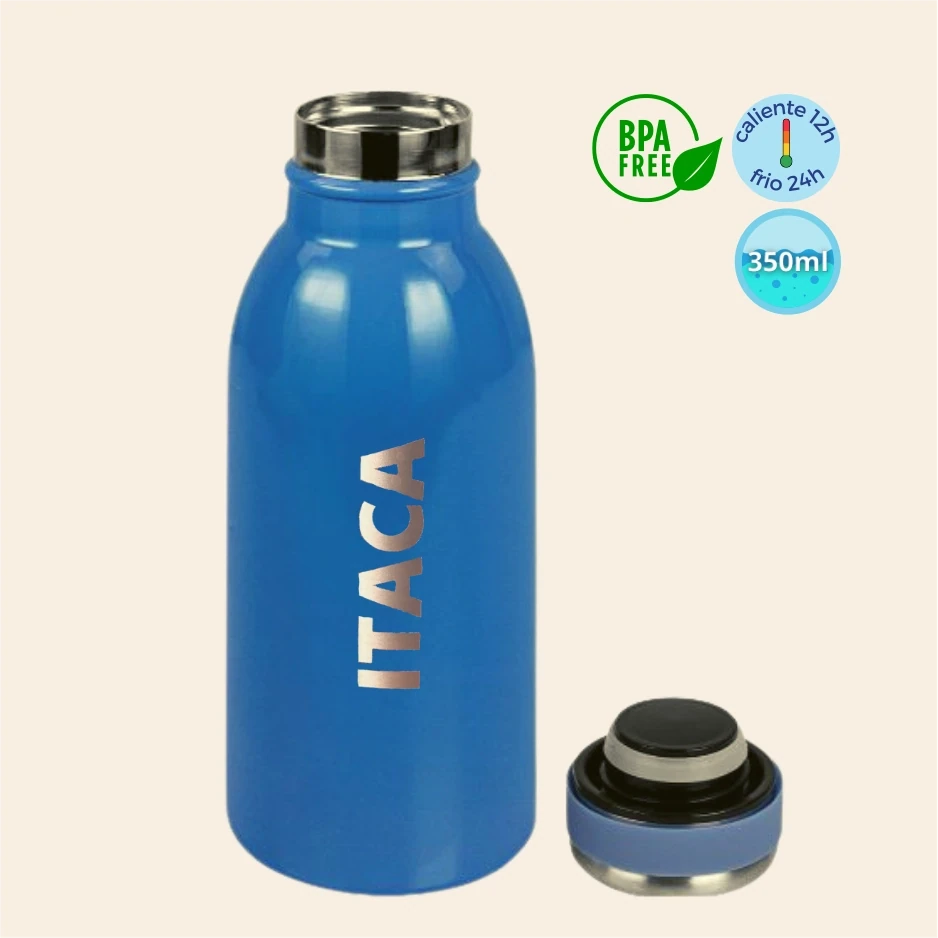 Botella Térmica personalizada con nombre azul océano 350ml