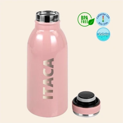 Botella Térmica con nombre Acero Inox. 350ml rosa pastel