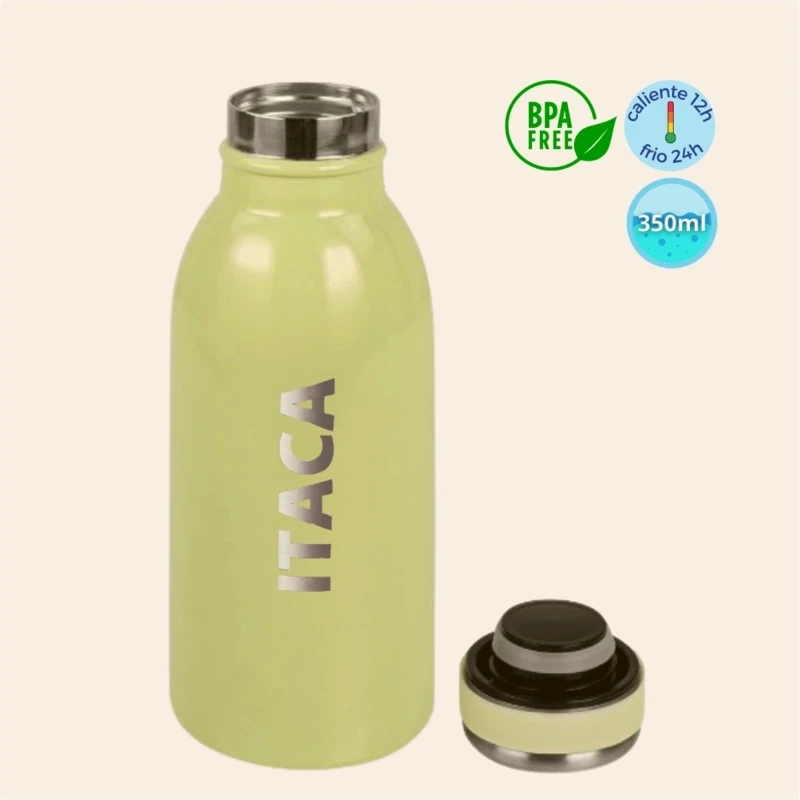 Botella Térmica Acero Inox con nombre 350ml verde pastel