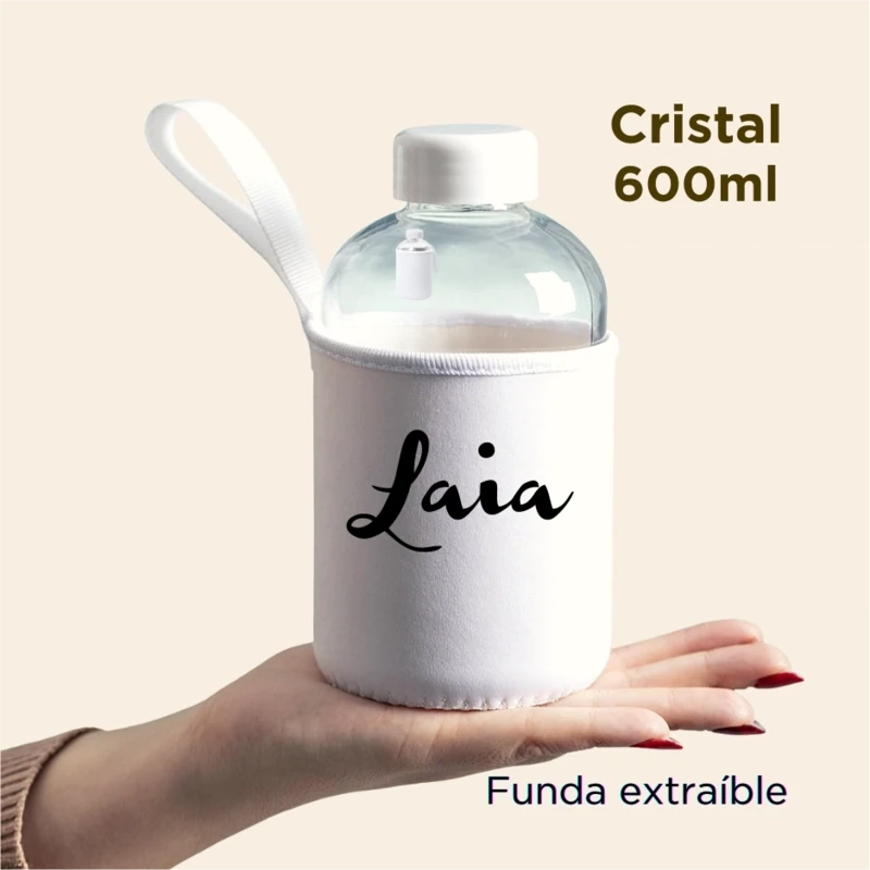 Botella de Cristal con funda personalizada 600ml