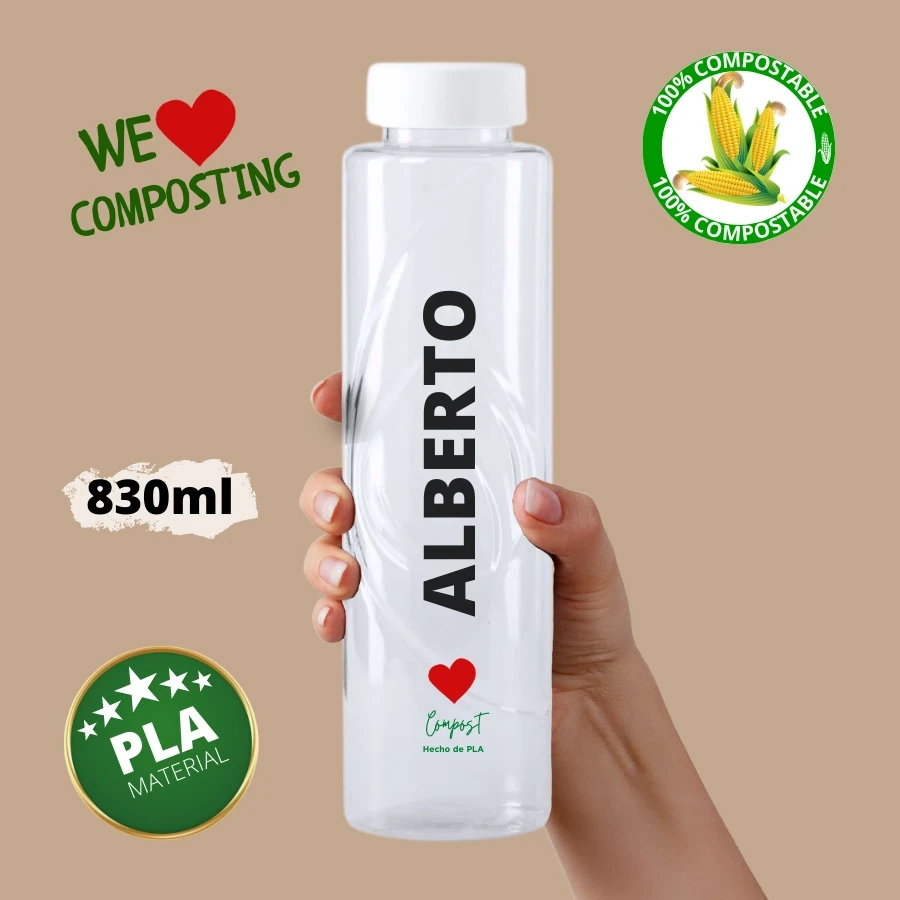 Botella PLA Reutilizable Biodegradable y cospostable