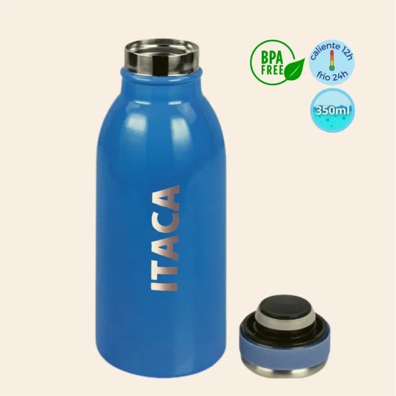 Botella Térmica personalizada con nombre azul océano 350ml
