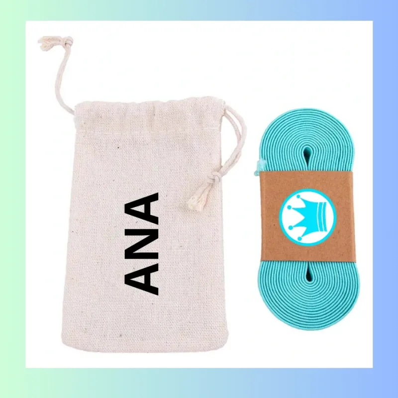 Gomas elásticas con bolsa algodón personalizadas con nombre