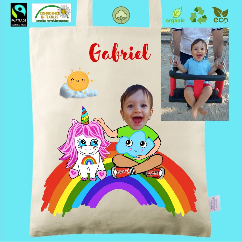 Totebag Eco personalizada con fotomontaje Arcoíris 35x36cm