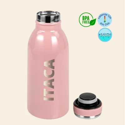 Botella Térmica con nombre Acero Inox. 350ml rosa pastel