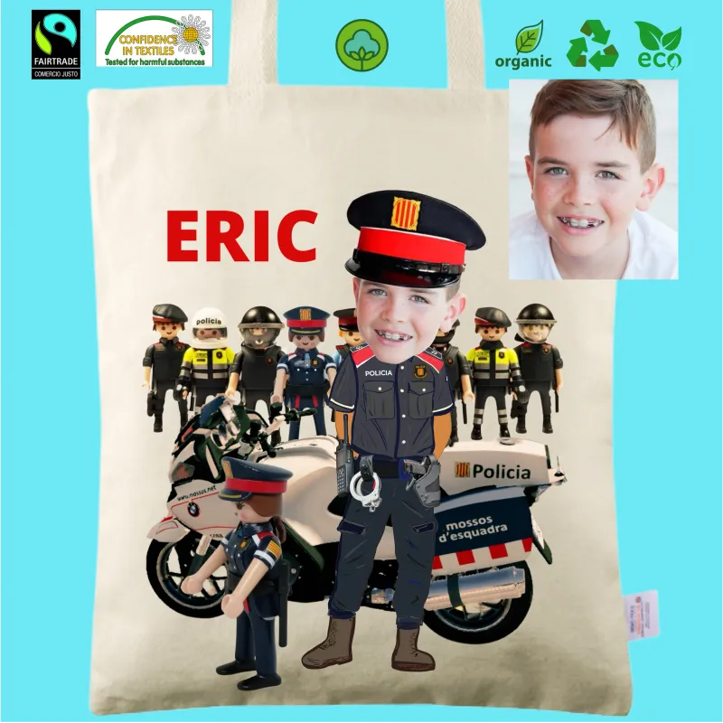 Totebag Eco personalizada con fotomontaje Policía mosso 35x36cm