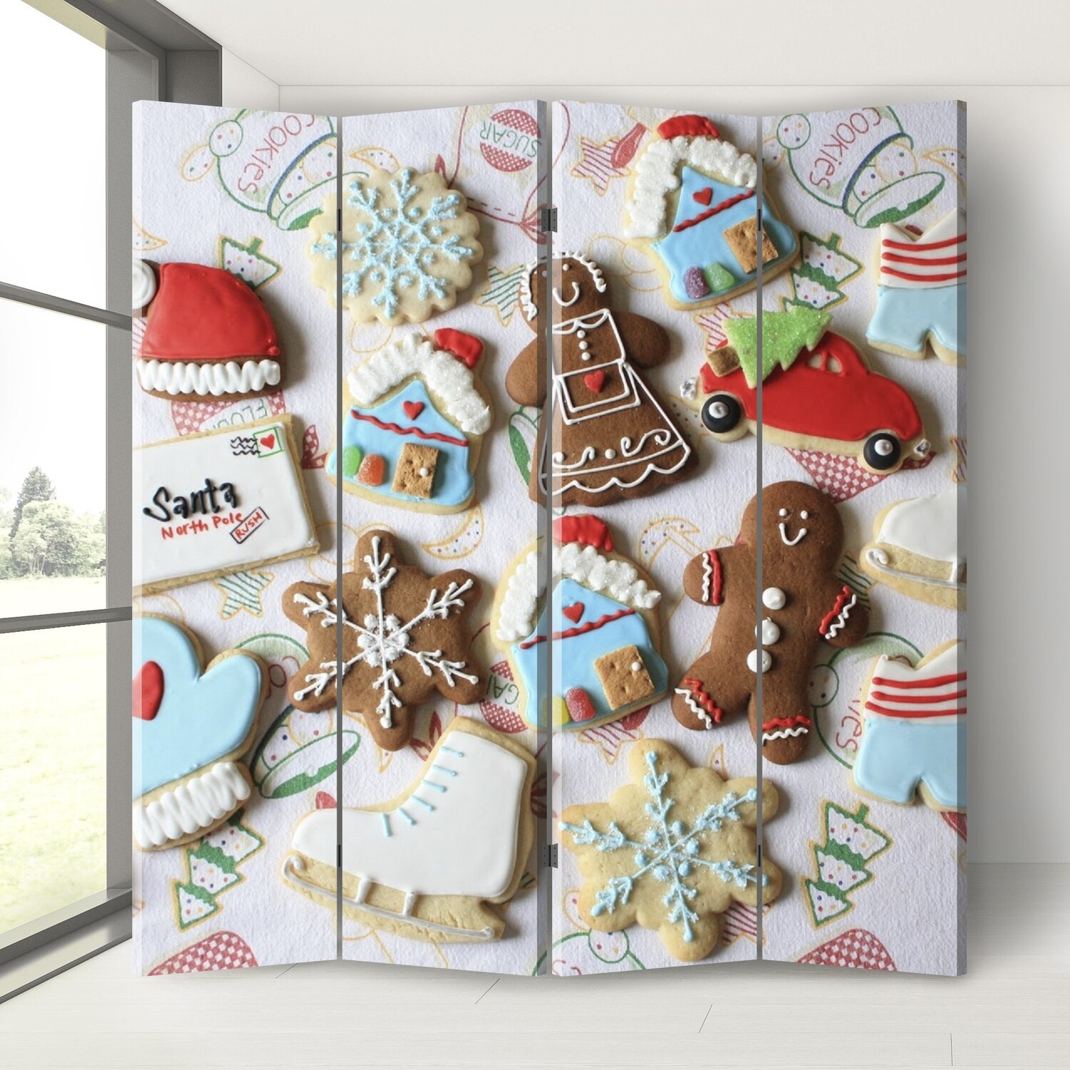 Ширма - перегородка з друком, печиво новий рік різдво випічка фігурки візерунки
