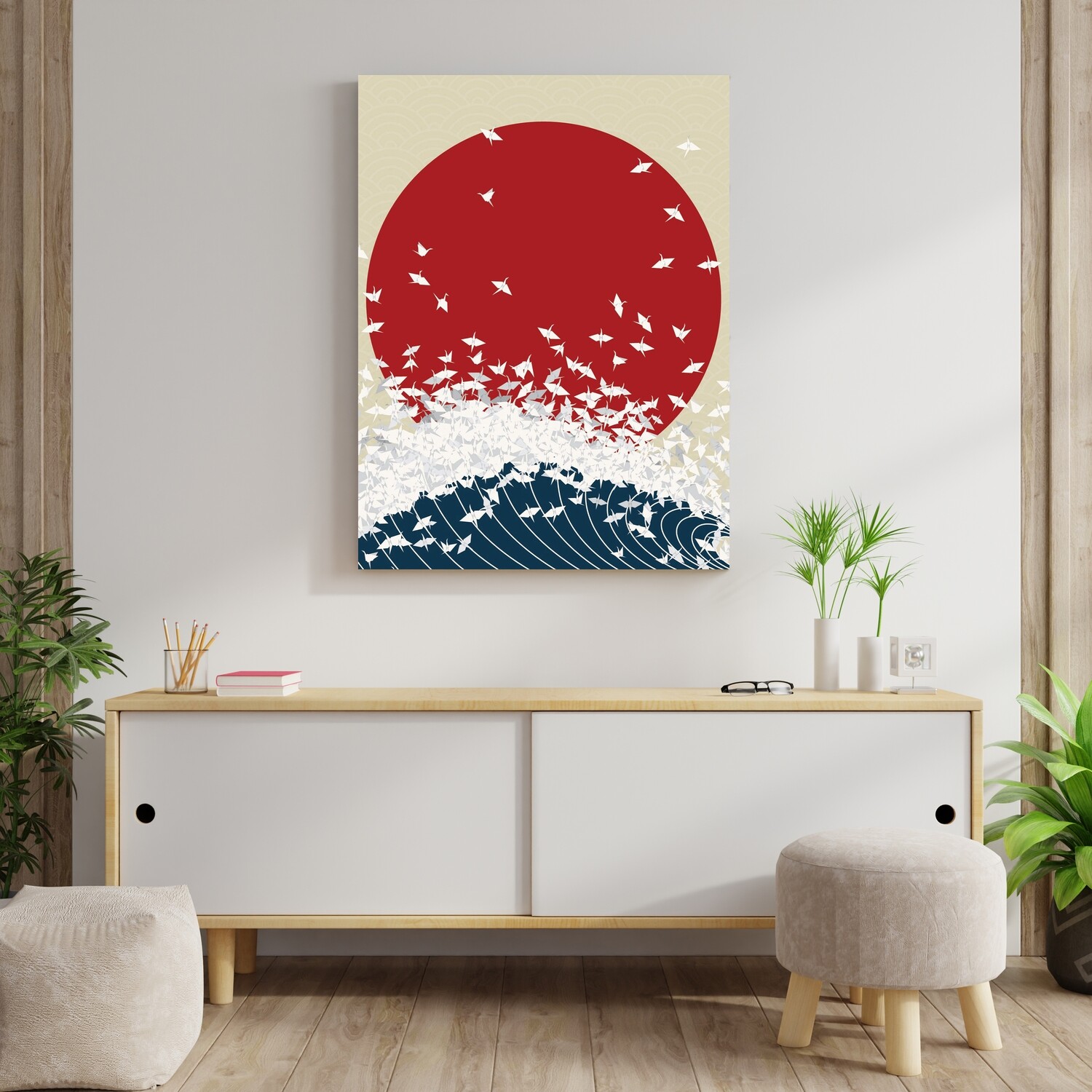 Картина на полотні, орігамі японія сонце хвиля (холст)