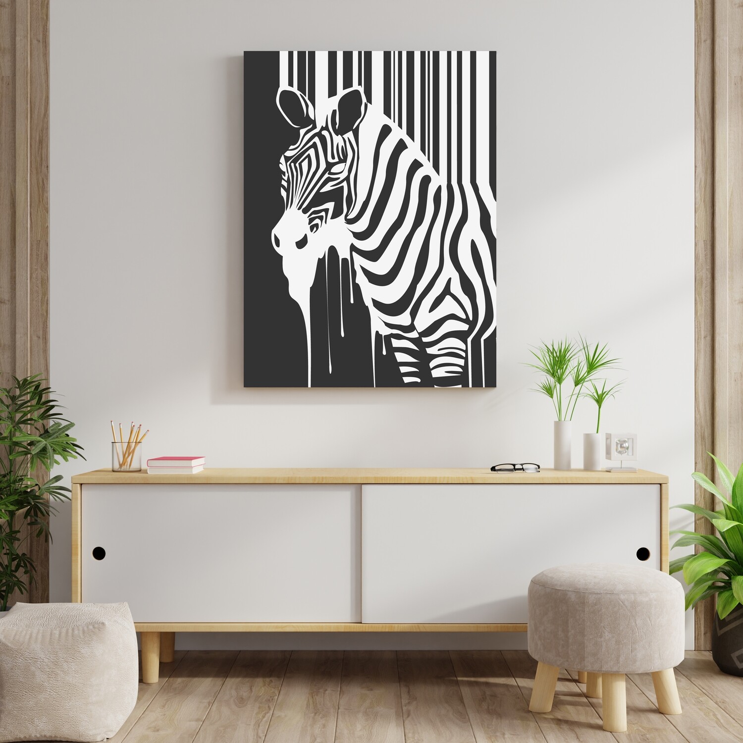 Картина на полотні, чб смужки звір зебра (холст)