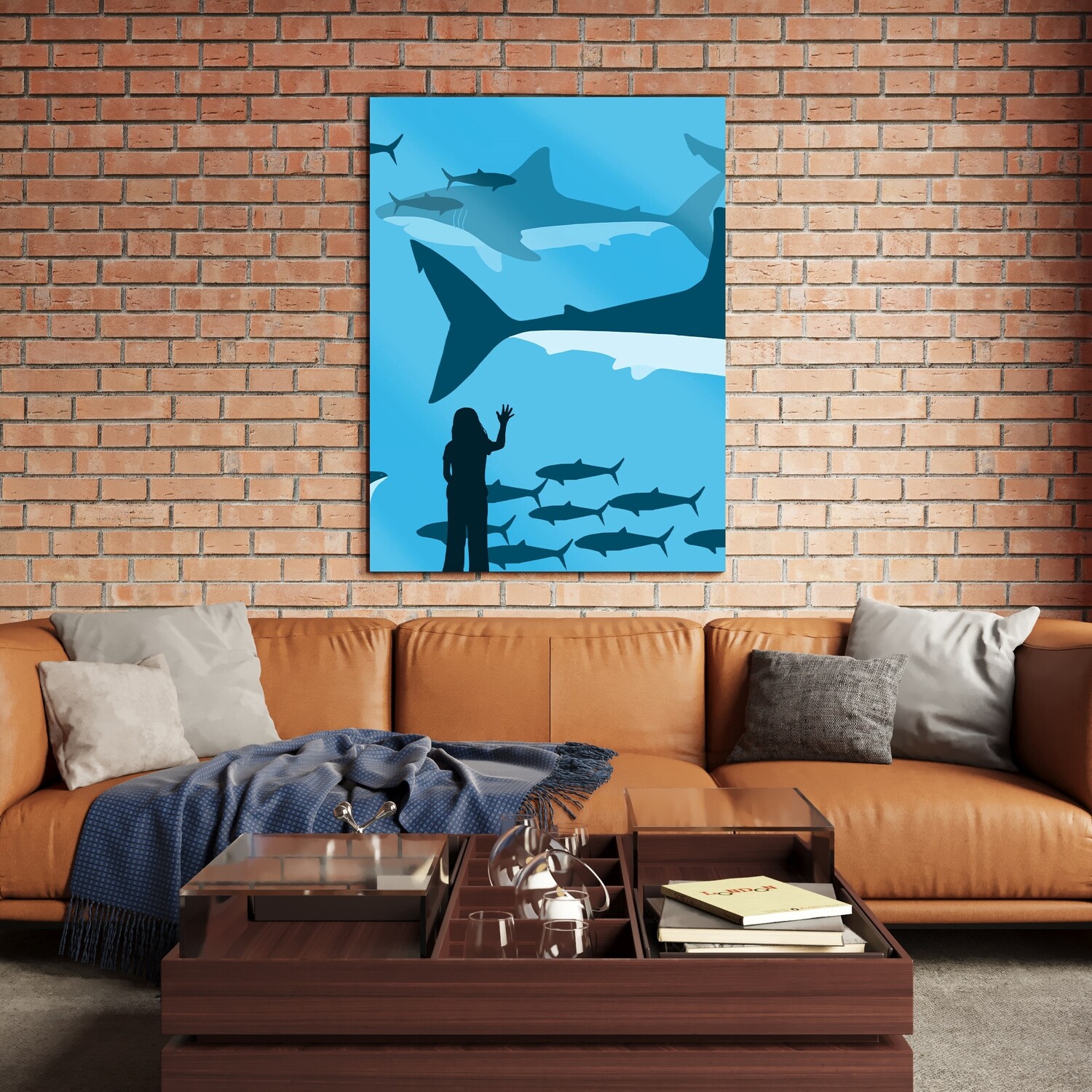 Картина на полотні, дівчина океанаріум риби (холст)