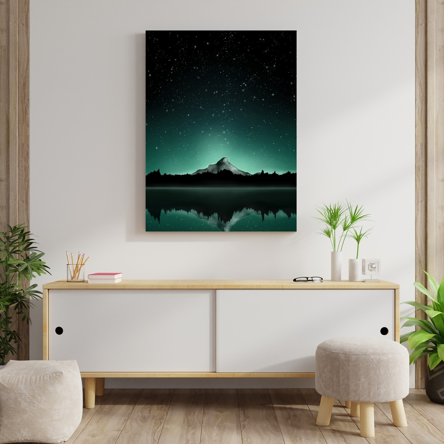 Картина на полотні, гора зоряне небо зірки (холст)