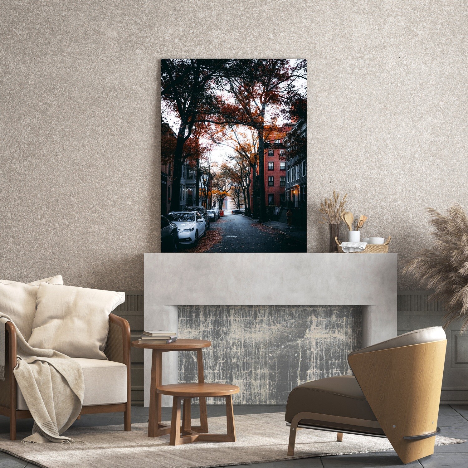 Картина на полотні, вулиця місто осінь (холст)
