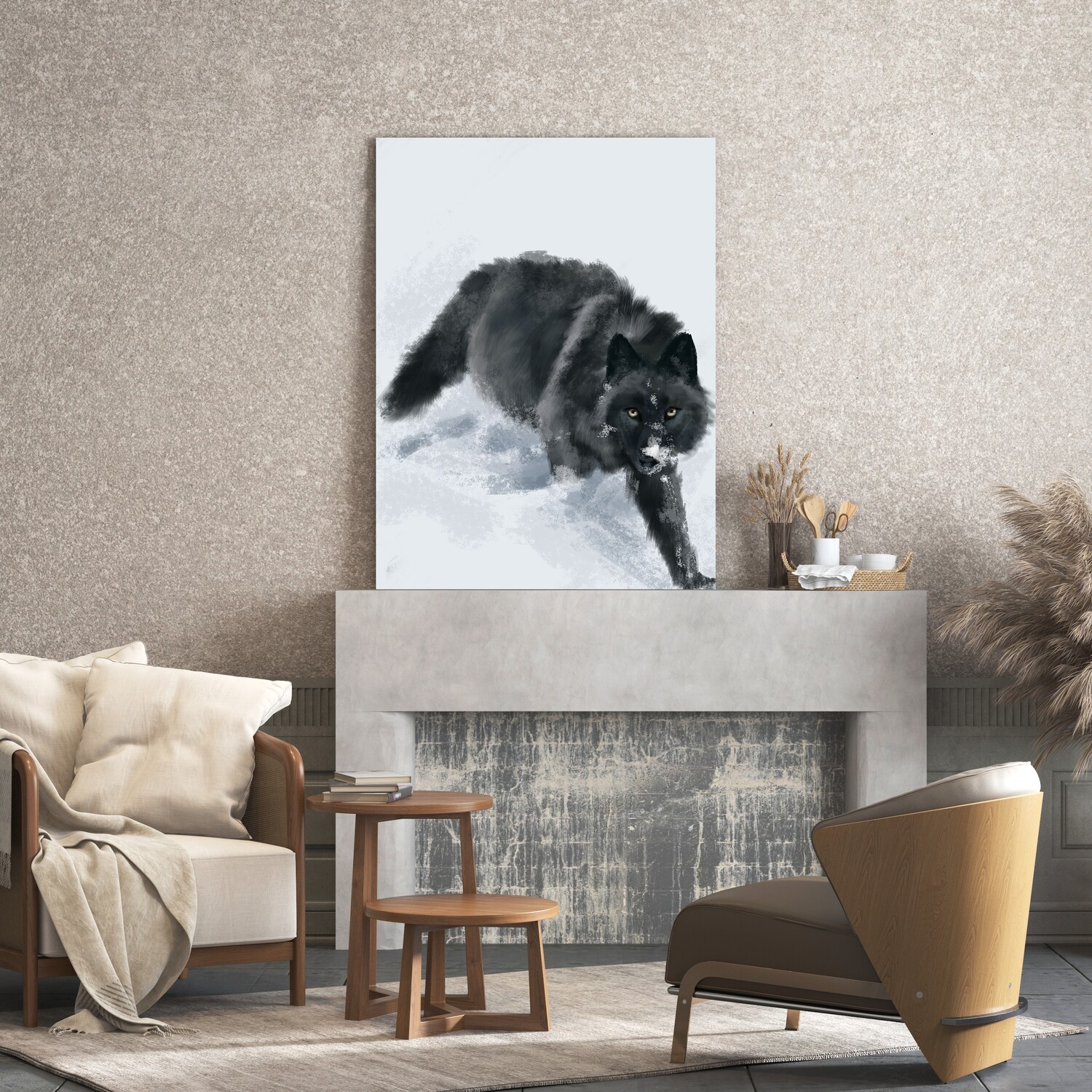 Картина на полотні, вовк сніг арт (холст)