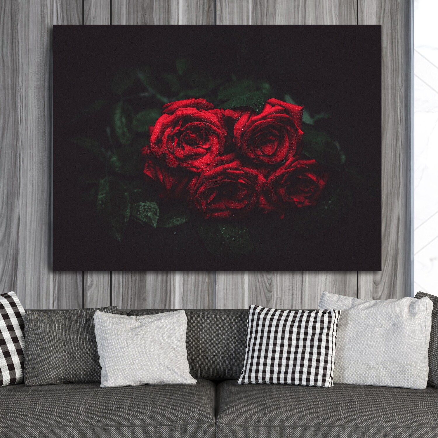 Картина на полотні, троянди темний фон (холст)