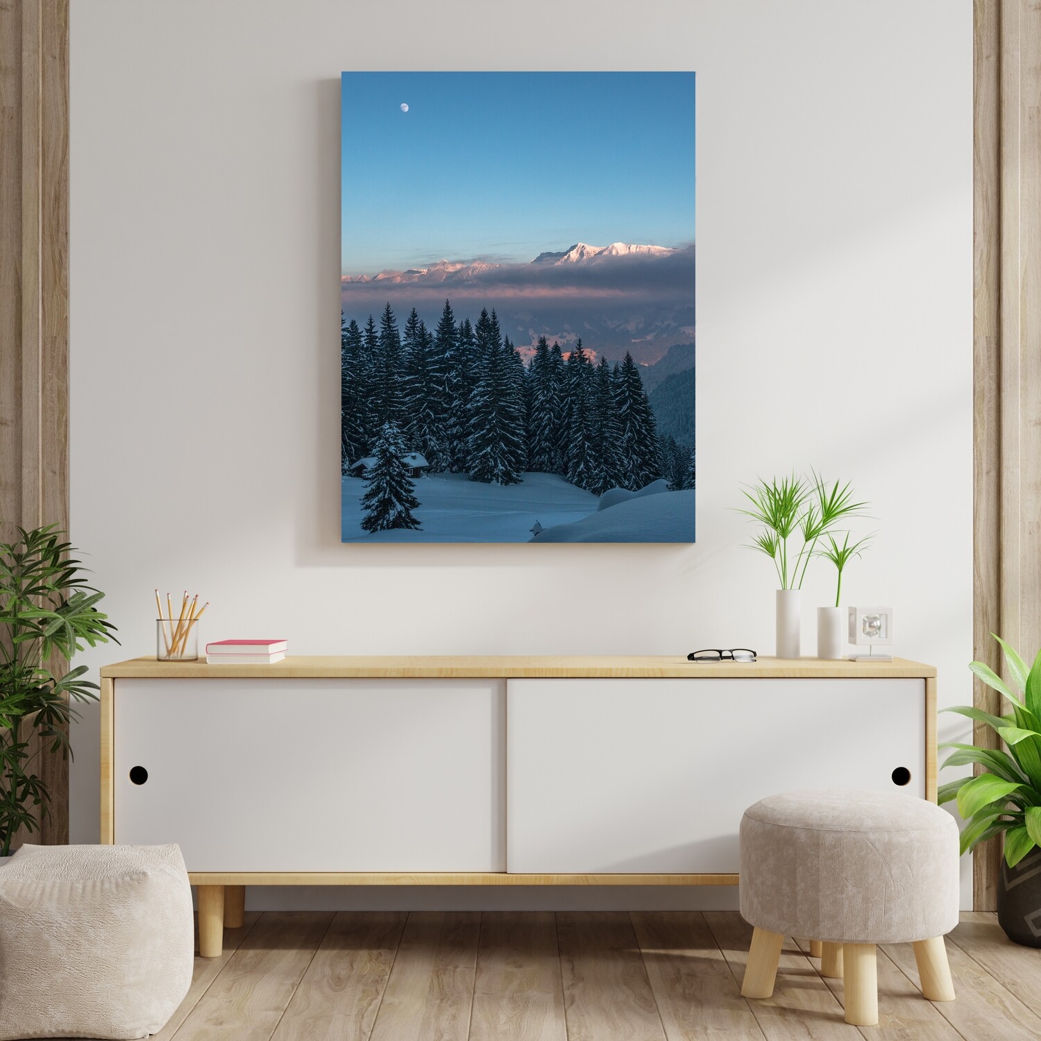 Картина на полотні, зима гори сніг (холст)