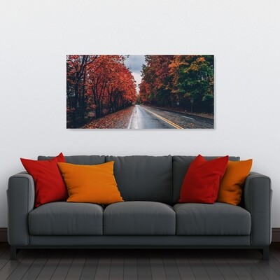 Картина на полотні, дорога дерева листя (холст)