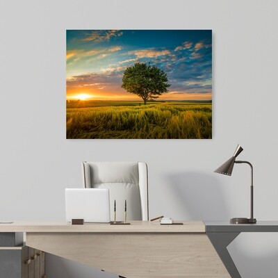 Картина на полотні, дерево небо трава (холст)