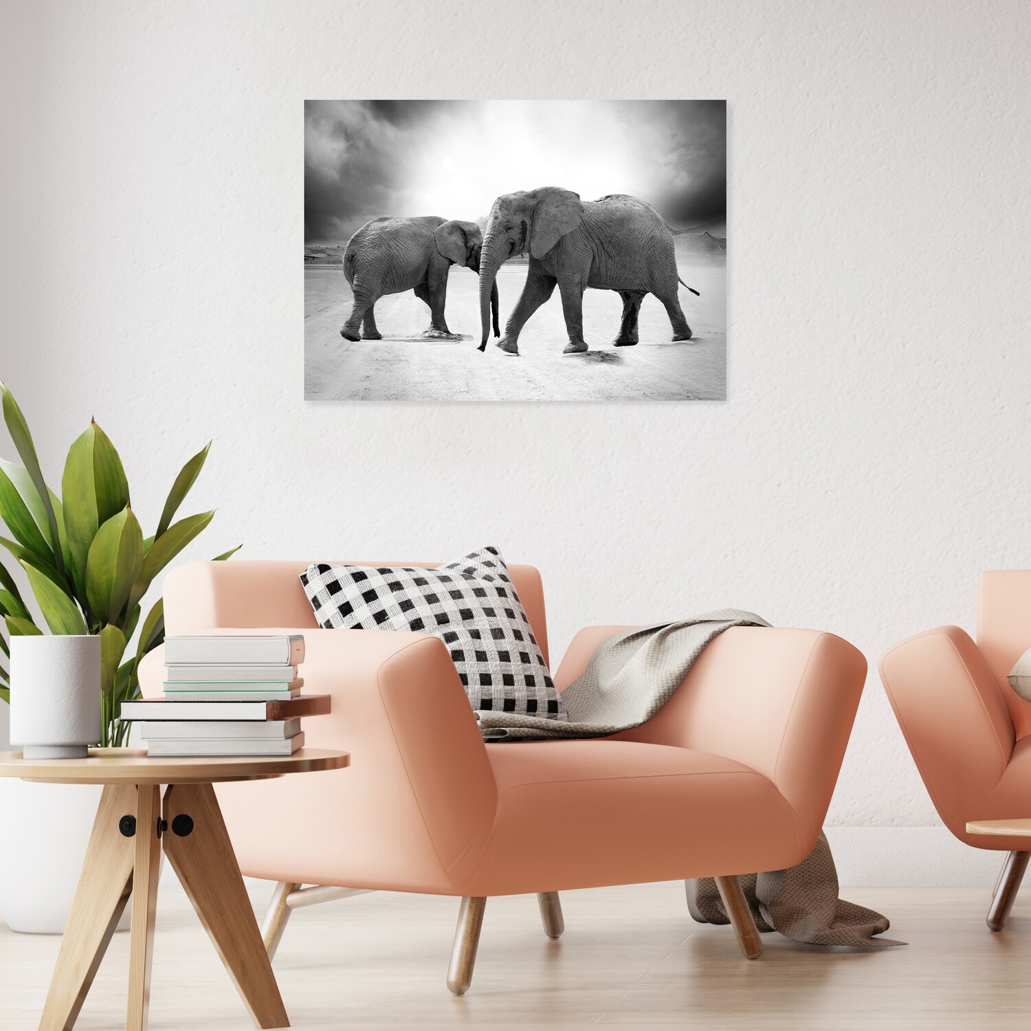 Картина на полотні, 2 слона (холст)