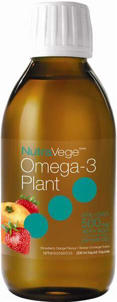 NutraVege Omega 3 Plant 500Mg 2O0Ml. Strawberry/Orange Fl.
