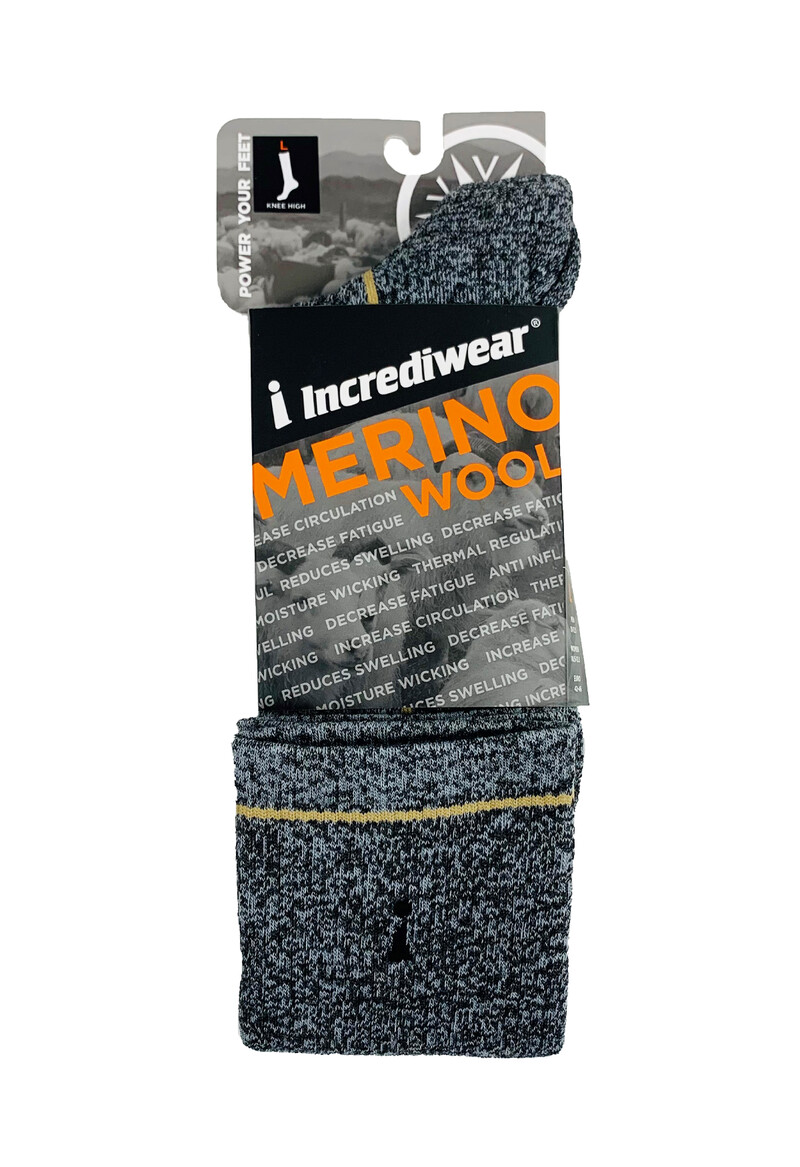 Merino Wool Knee High (Thin) Grey Lg