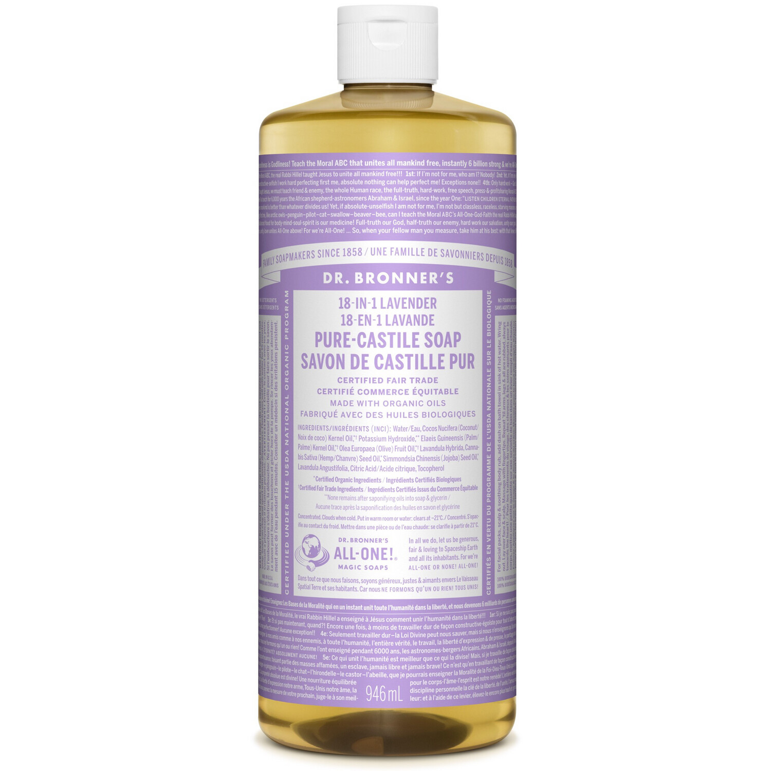 18-in-1 Organic Pure Castile Soap Lavender 946Ml