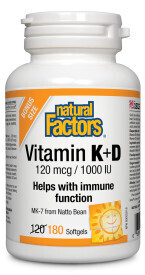 Vitamin K & D 3 120Mcg/1000iu 180 Softgels