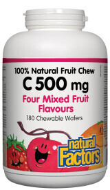 C 500Mg 100% Natural Fruit Chew, Four Mixed Fruit Flavours 180 Chews