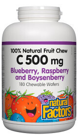 C 500Mg 100% Natural Fruit Chews 180 Blueberry,Raspberry,Boysenberry 