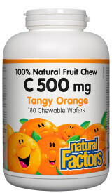 C 500Mg 100% Natural Fruit Chew,Tangy Orange 180 Chews