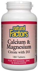 Calcium & Magnesium Citrate With D3 Plus Potassium, 180 Tabs