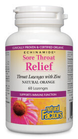 Sore Throat Relief Natural Orange  60 Lozenges