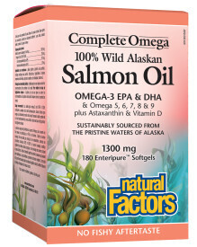 100% Wild Alaskan Salmon Oil 1300Mg 180 Softgels