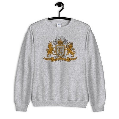 &quot;Music Was The Lamb That Made A Lion Out Of Me&quot; Coat of Arms Sweatshirt Athletic Grey