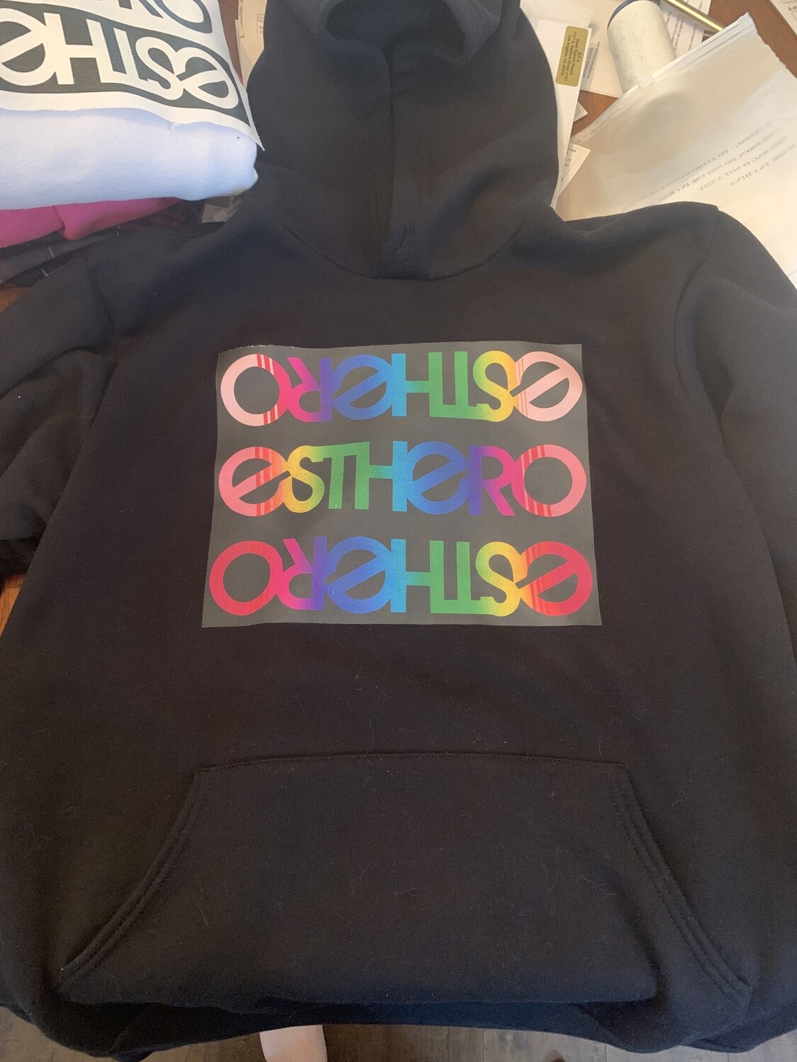 Custom Hand Made Esthero Rainbow Hoodie in Black (size L)