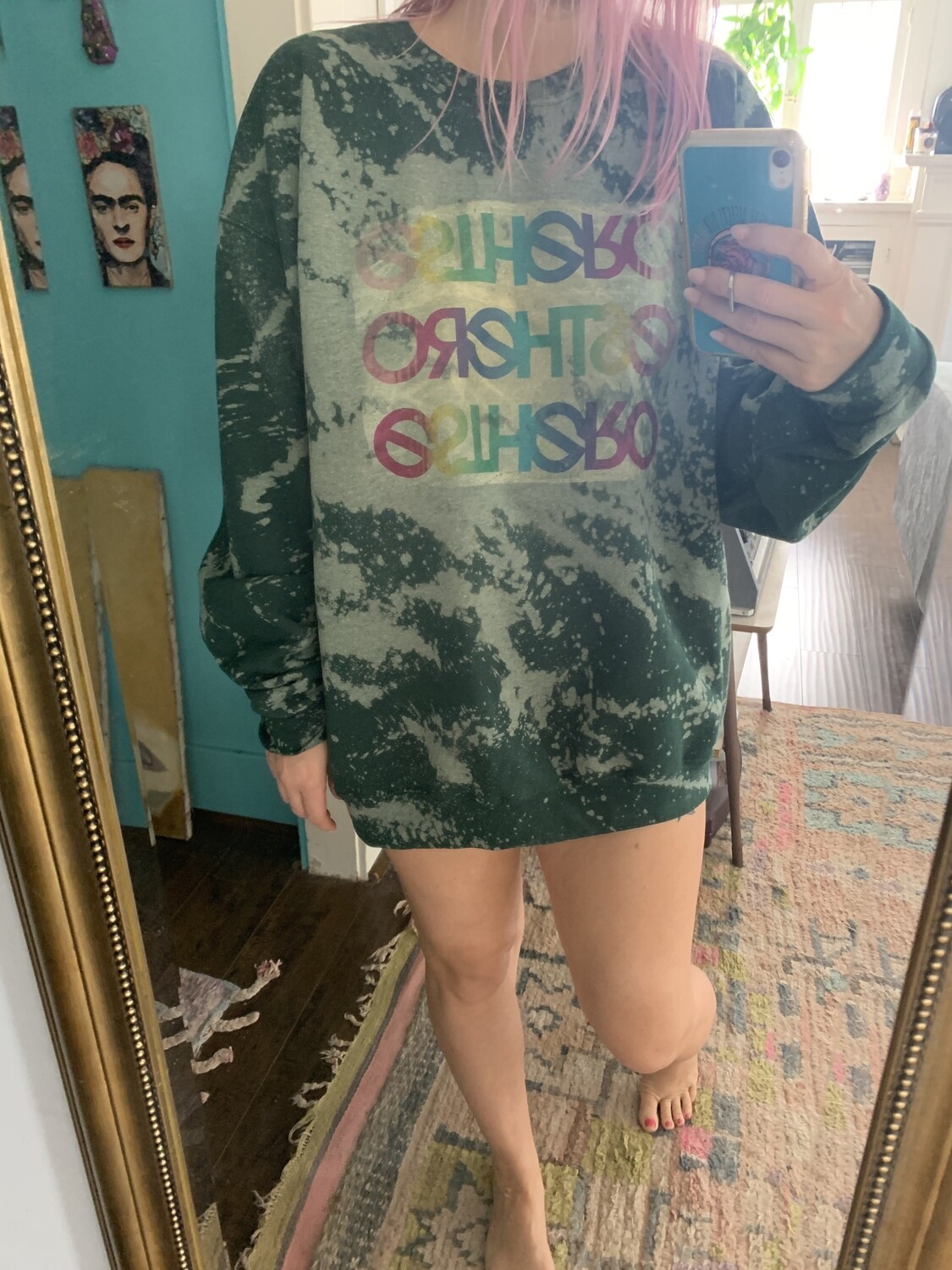 Custom Bleached Esthero GreenSweatshirt XL