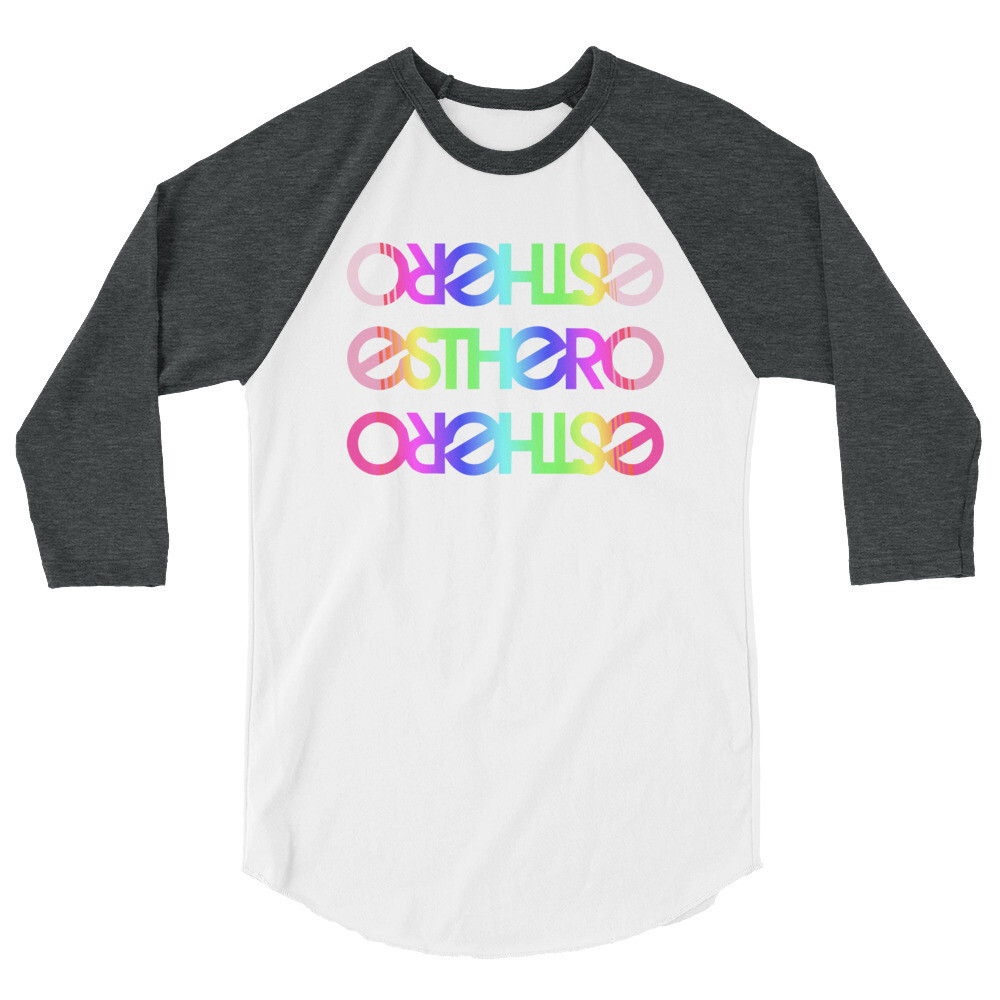 Rainbow Esthero Unisex 3/4 sleeve raglan shirt, Color: White/Heather Charcoal, Size: M
