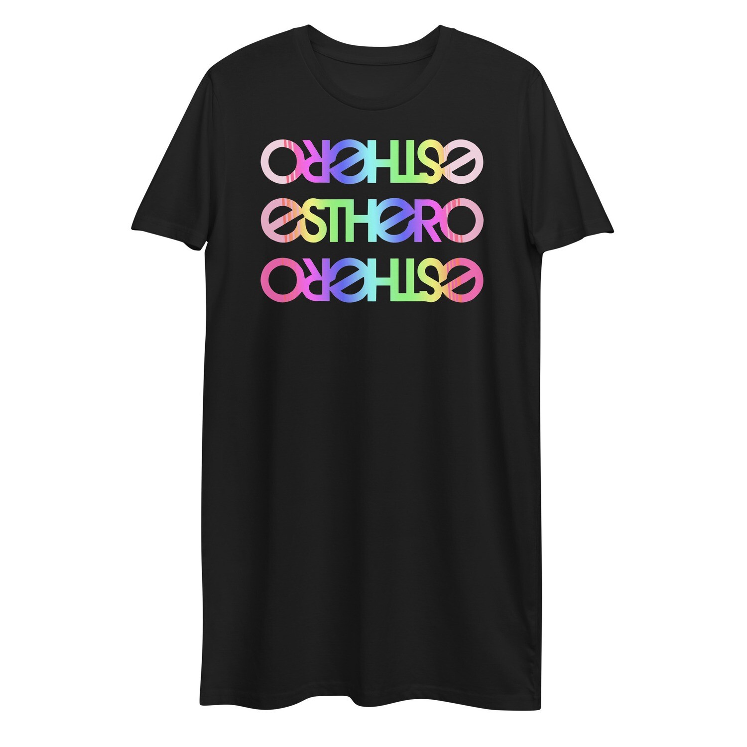 Rainbow Esthero T-Shirt Dress, Color: Black, Size: XS