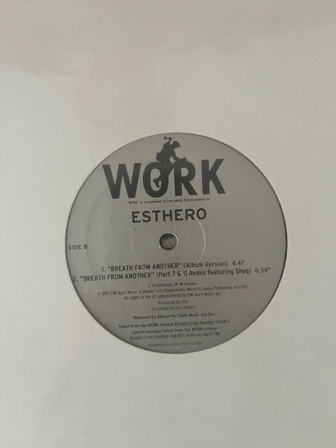 PROMO COPY Breath From Another 12” SINGLE *SIGNED* White Cover
