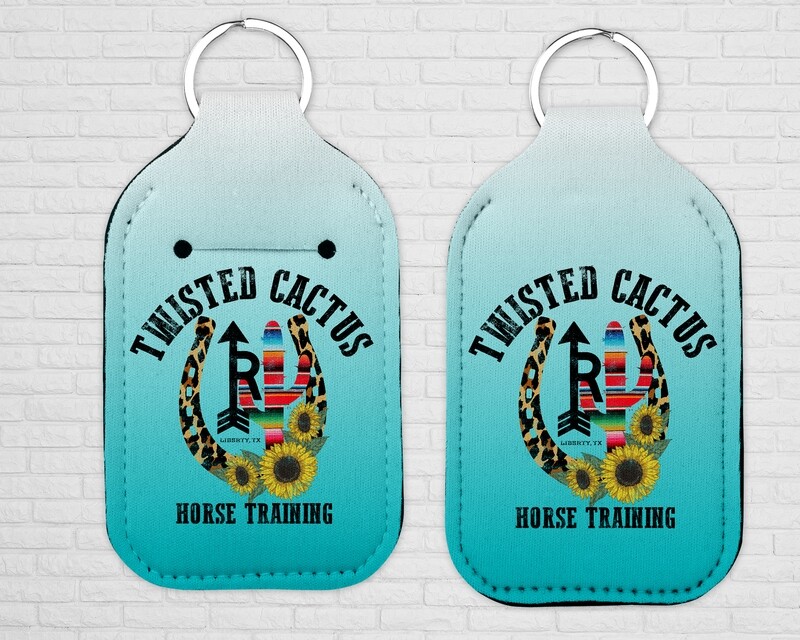 Hand sanitizer Holder Key Chain Teal with logo