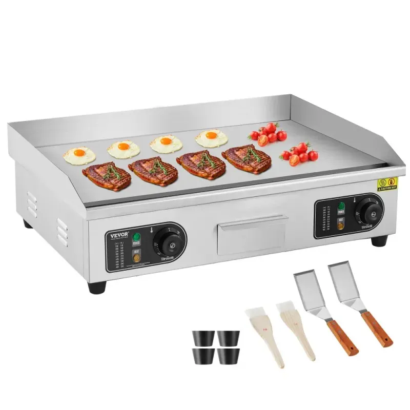 Plancha Electrica Industrial 2800 W – Flat Top de Acero Inoxidable (66 × 40 cm)