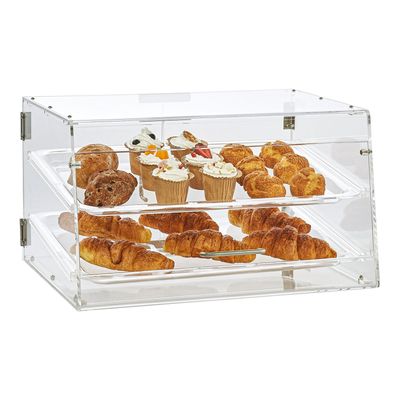 Vitrina Comercial Acrílica para Donas, Pasteles y Bocadillos – 2 Estantes Removibles – 53 x 34 x 30 cm